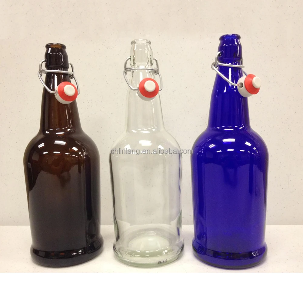 Shanghai Linlang wholesale cobalt blue swing top glass bottles
