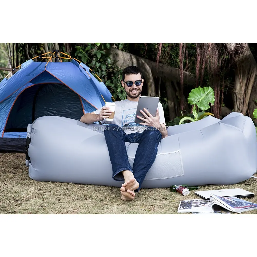 Outdoor Inflatable Lounger Air Sofa Lounge with Pillow Headrest