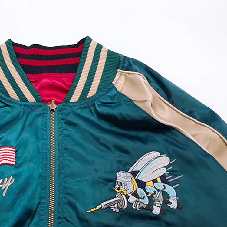 2024 New Wholesale Excellent Reversible Embroidered Bomber Jacket