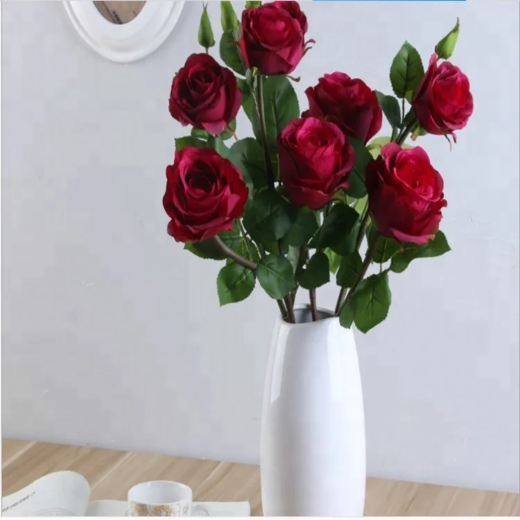 New  listing trigemina green camellia home decoration simulation flowers slender branch simulation flowers