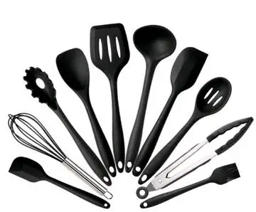 10pcs stainless steel kitchen tool sets food grade silicone cooking utensils set,wholesale silicon kitchen utensil sets