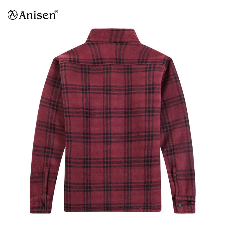
wholesale Winter Custom Men Oem Clothes Cheap Sherpa Plaids Polar Double Layer Outdoor Fleece Jacket 