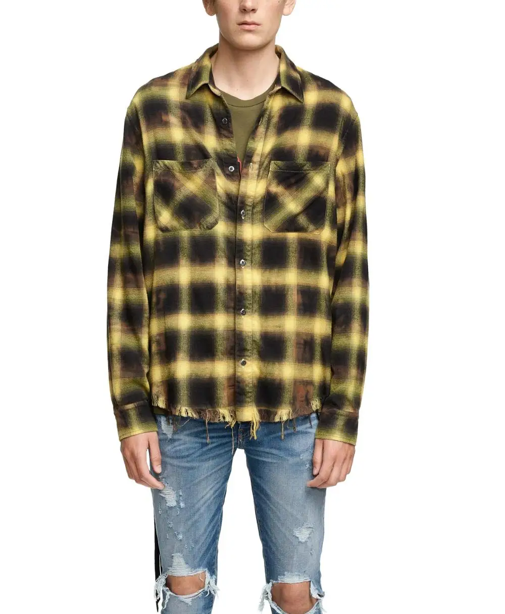 New style high quality wholesale custom men fashion designer flannel plaid shirts