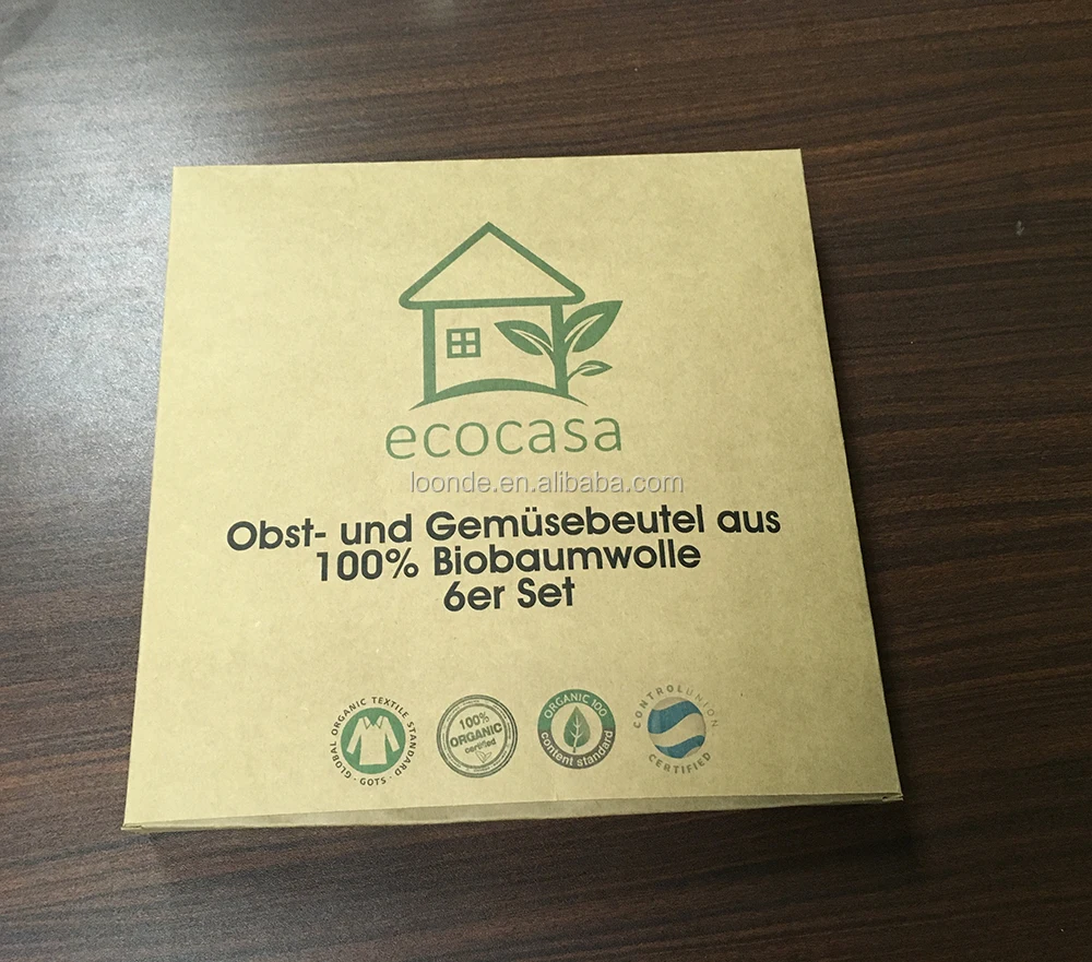 Многоразовые мешки для вегетарианцев из натурального хлопка с бумажной упаковкой
