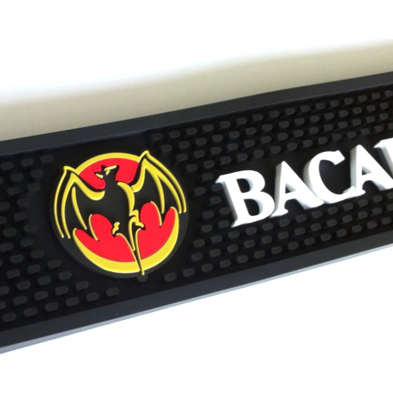 
Top Custom Made Logo BACARDI soft Pvc Personalized Soft Rubber Beer Bar Drip Spill Mat 
