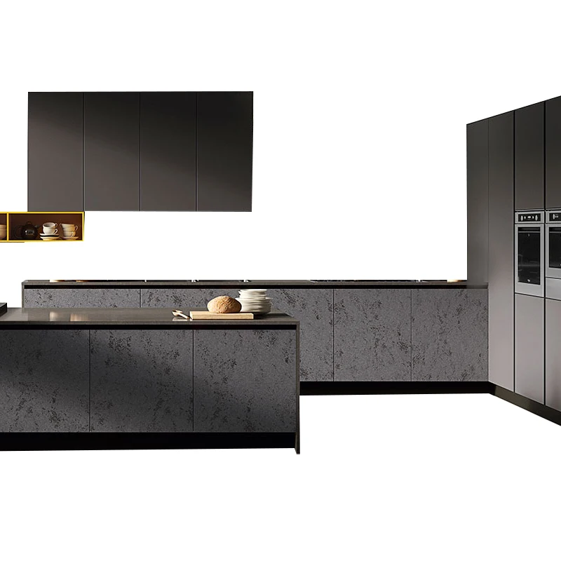 High-end cherry wood kitchen cabinet design