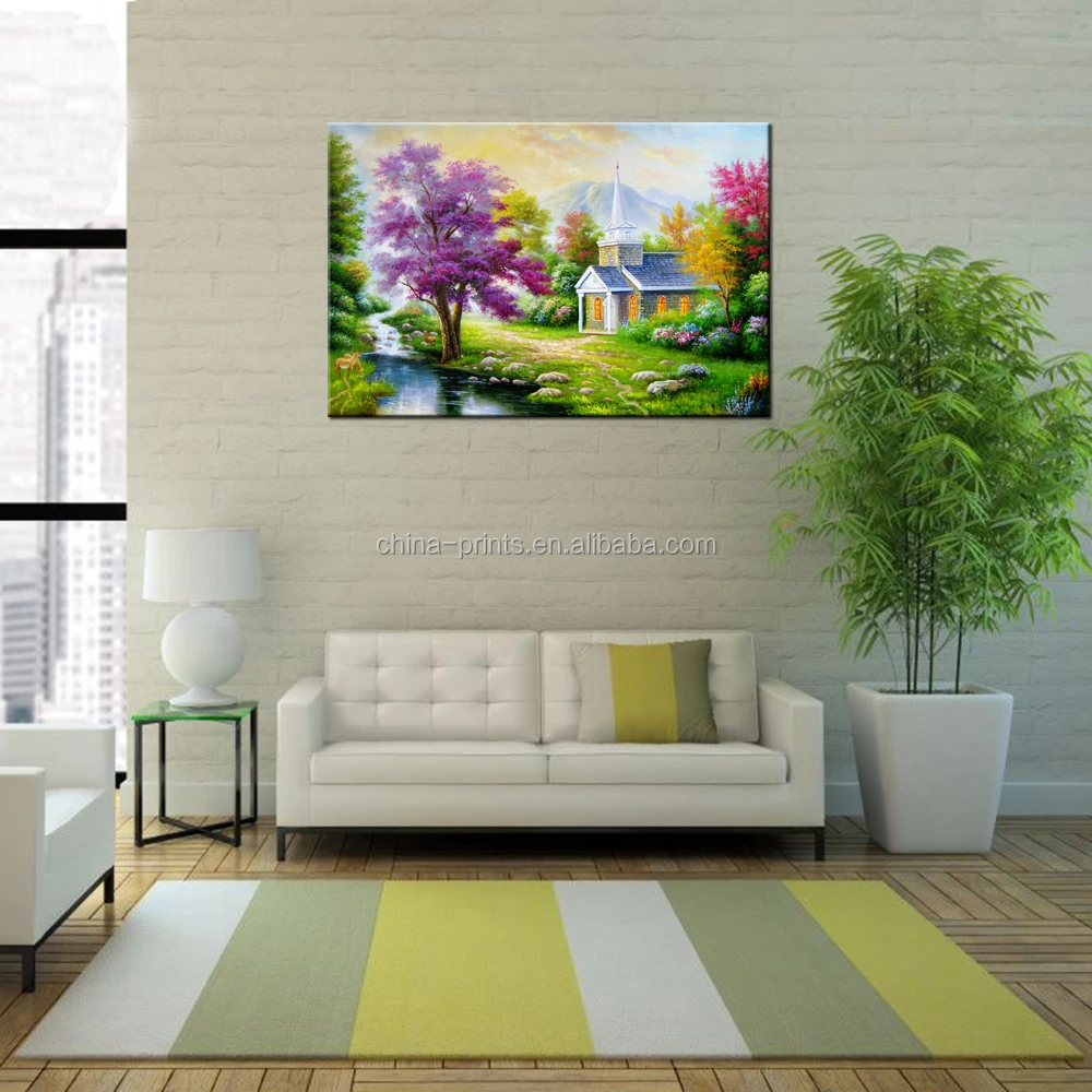 Countryside Drawing Picture Canvas Prints Nature Scenery Giclee Print Wholesale Canvas Painting for Interior Decoration