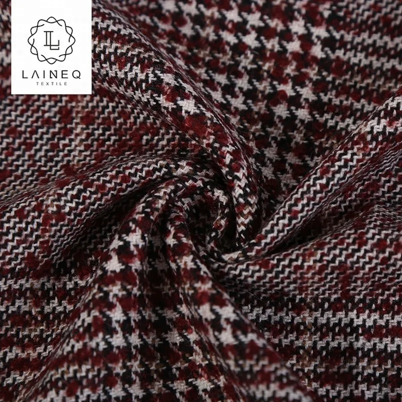 famous brand glen plaid houndstooth organic wool tweed blend plaid fabric