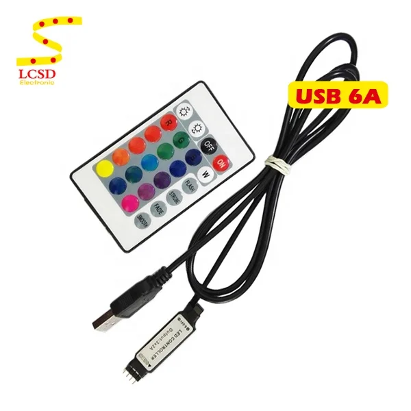 Контроллер светодиодов RGB с USB, 5 В, 24 клавиши, ИК-пульт дистанционного управления, беспроводной светодиодный диммер