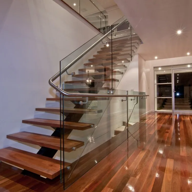 Custom Design Stainless Steel Tubular Glass Clear Stair Handrail