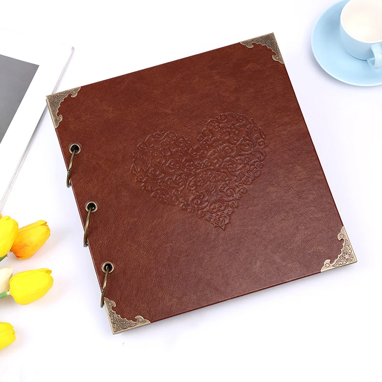 26*27cm Embossed Leather Photo Album Vintage Scrapbook Embossed Leather Photo Album