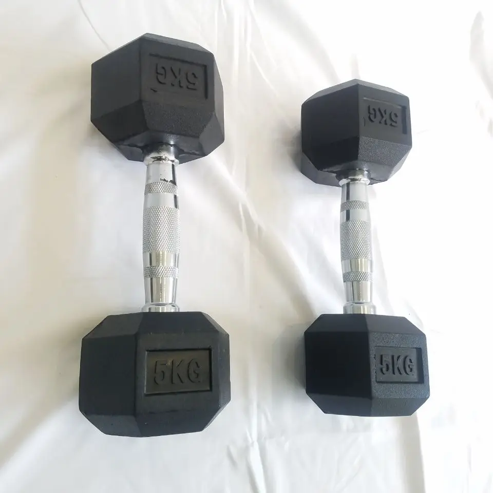 Gym Fitness Hex Rubber Dumbbell