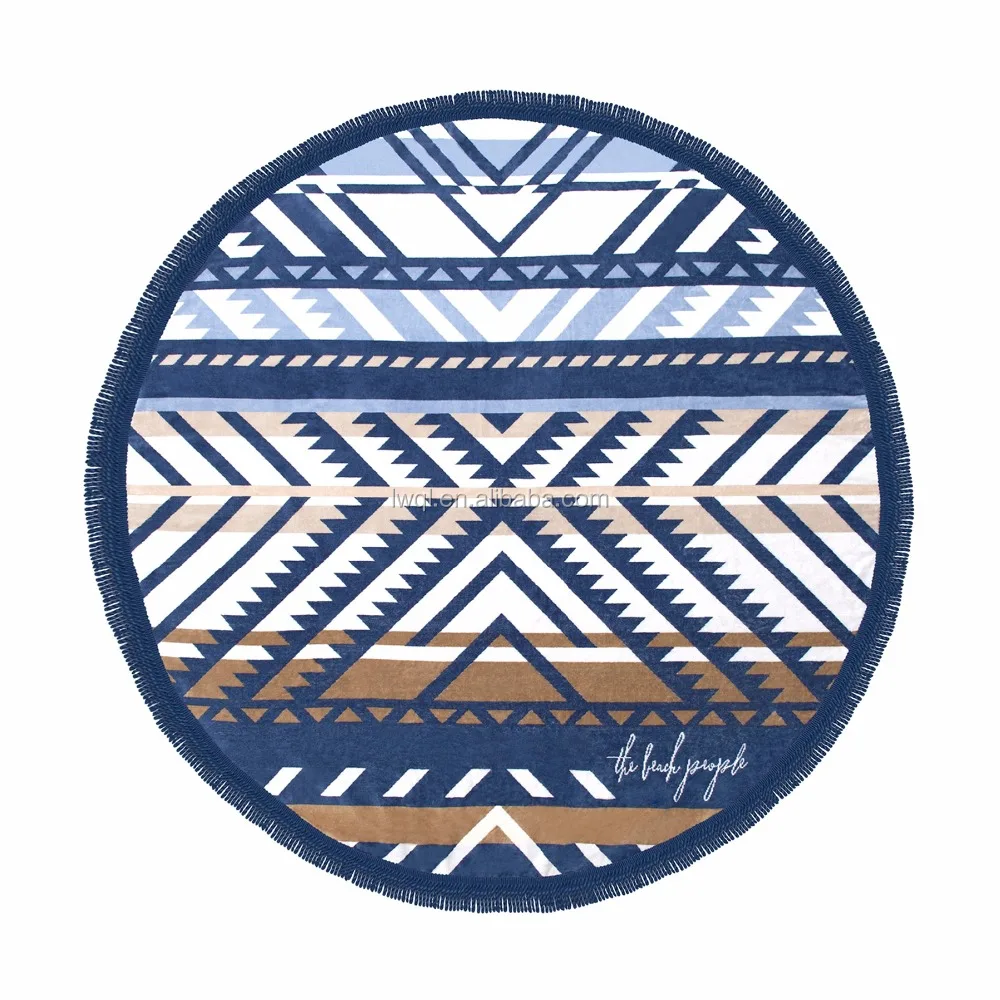 luxury beach use bath round towels with tassels custom design welcomed