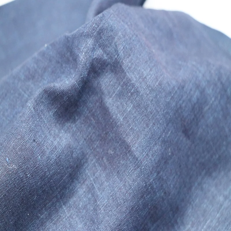 
blue washed Indigo fabric with 100% Natural fiber yarn dyed linen cotton jean fabric 