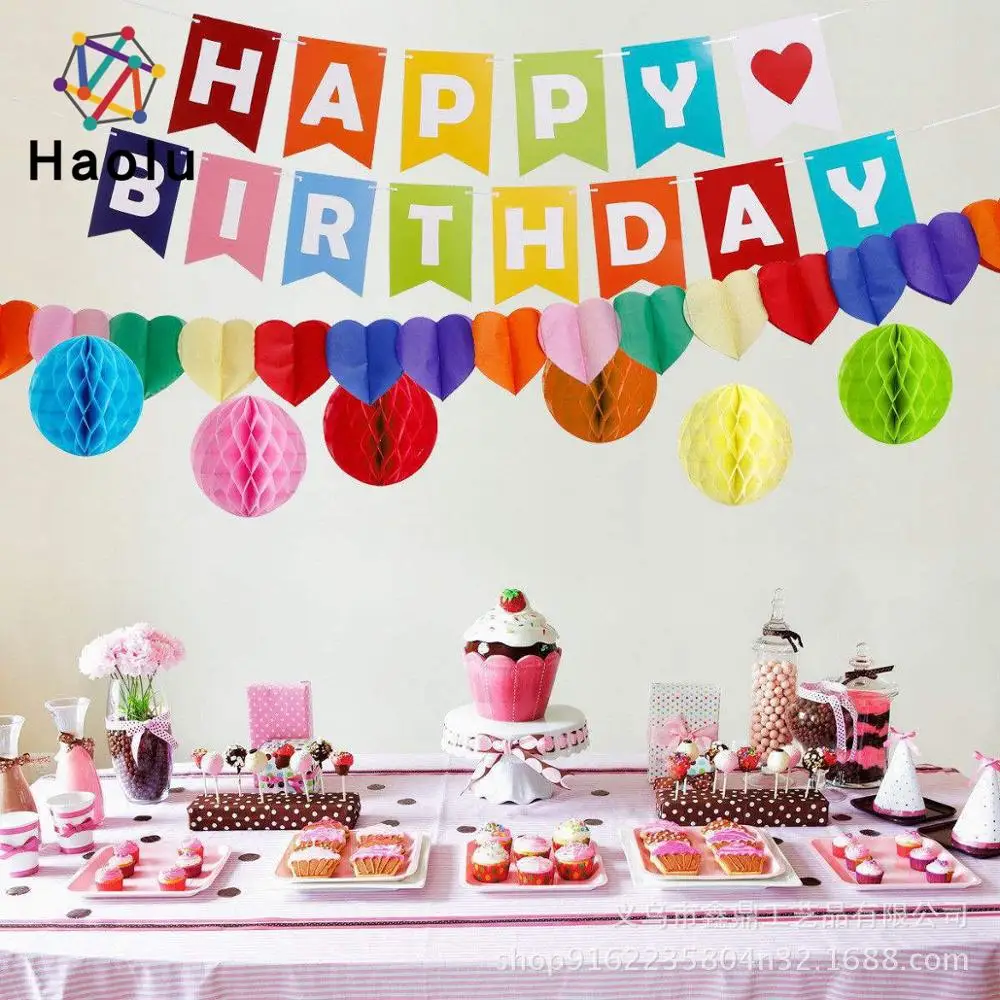 Baby Shower Decoration Paper Bunting Banners Flags Happy Birthday Banner Kid Birthday Party Supplies