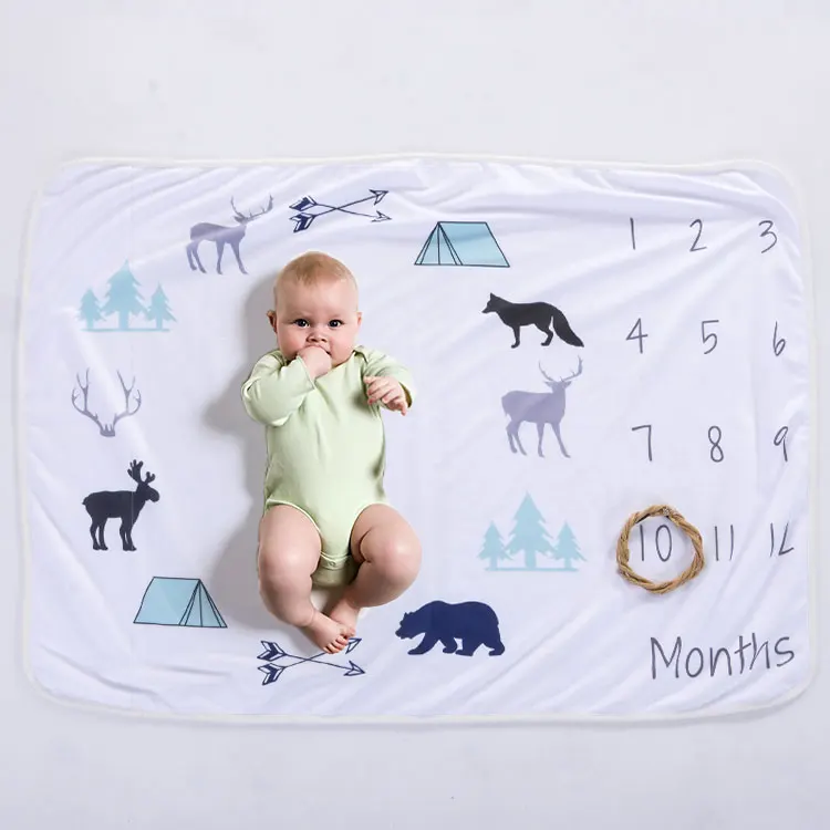 Customized Newborn Gift Milestone Blanket Plush Polar Fleece Baby Photography Props Monthly Blanket