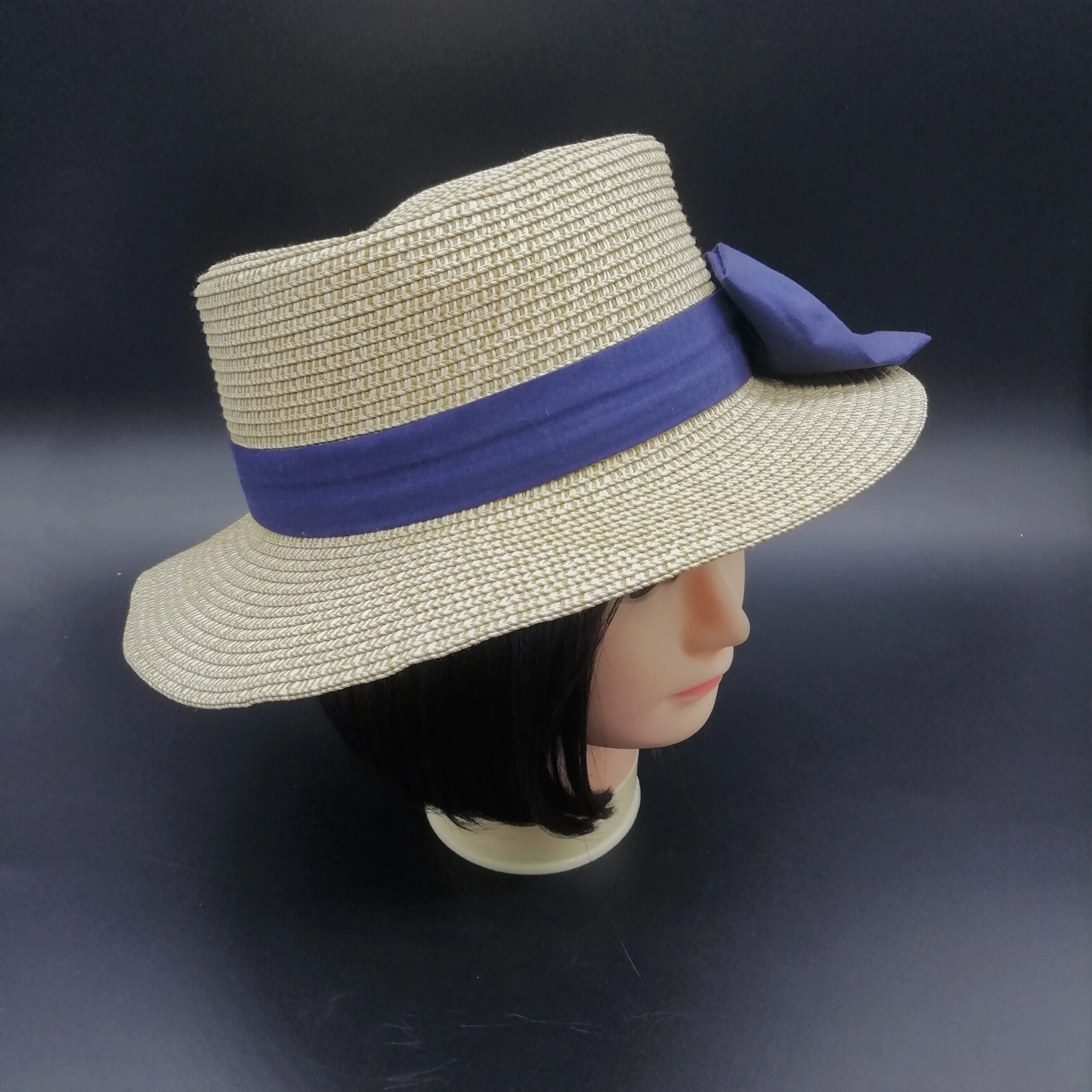 hot sale Japanese style custom boater straw hat with bowknot for lady