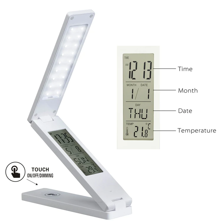 Hot Sales Portable foldable book light battery operated usb charging led table lamp with calendar display