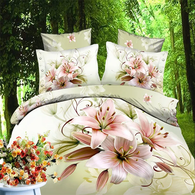 
3d Bedding Sets Duvet Cover Set Bed Linens (Queen, 1 Duvet Cover+1 Flat Sheet +2 Pillowcases) -HZXZ 