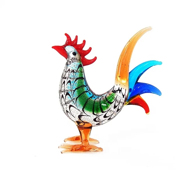Lampworking glass blowing decorative rooster figurine