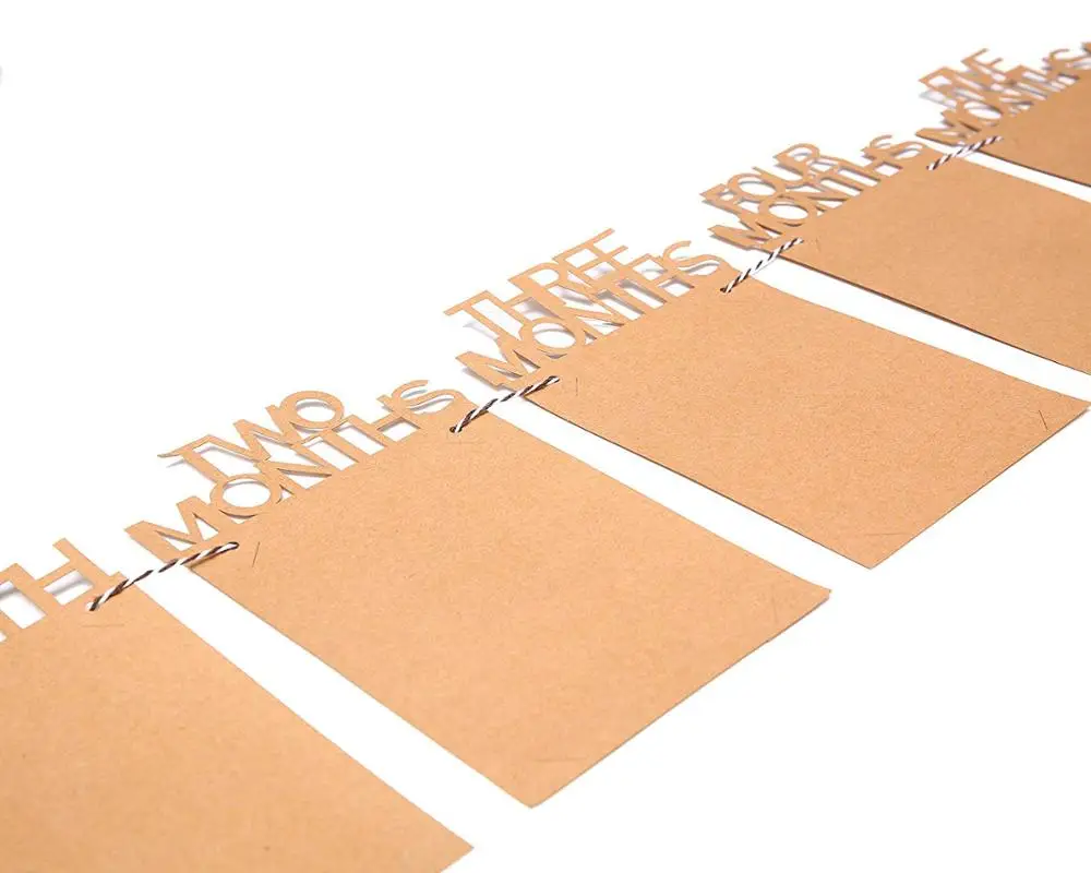 Glitter Gold Brown 1-12 Months 1st Birthday Gold Glitter Photo Frame Photo Banners For Baby Shower Party