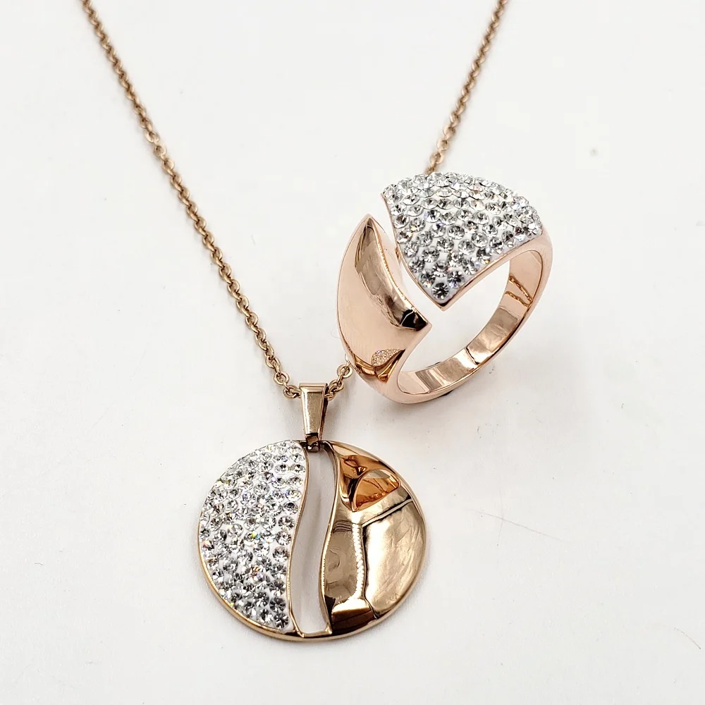 Fashion Stainless Steel Diamond Jewelry Set for Woman
