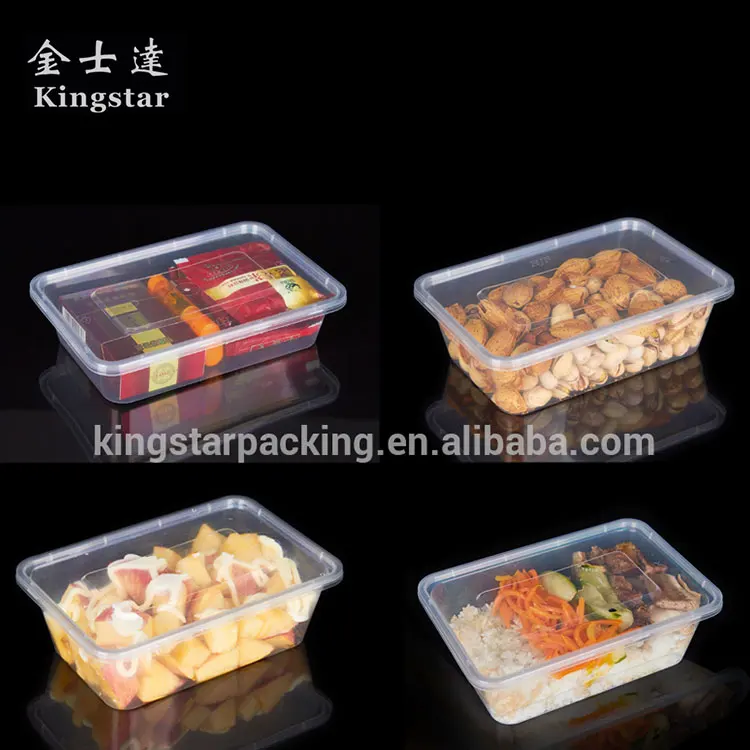 500ml microwave rectangle disposable pp plastic food container with lid