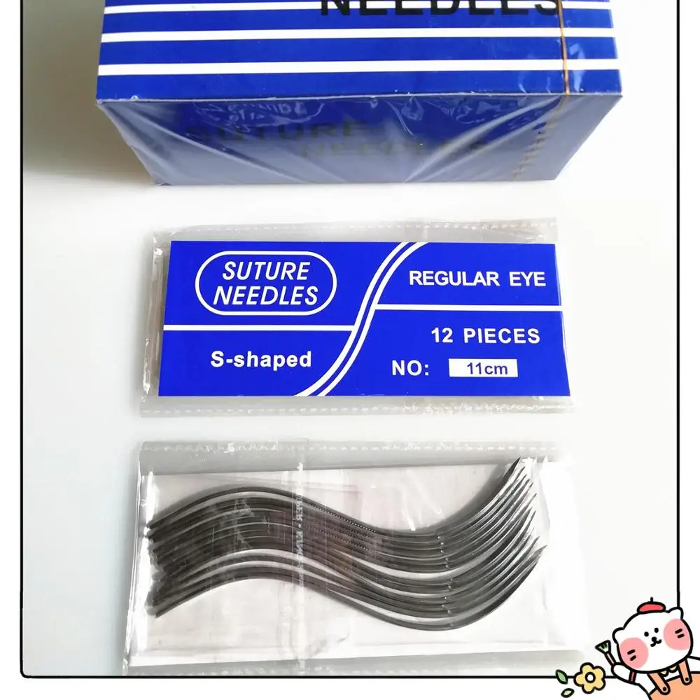 11cm Double Curved Cutting Edge Post Mortem Suture Needles Extra Heavy Duty Stainless Steel S Shaped