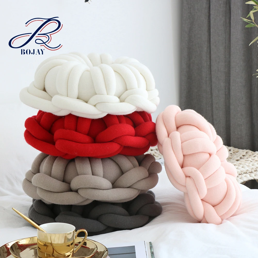 Simple Design Round Solid Chunky Throw Pillow Knot Cushion Floor Sleeping Couch  Decorative Pillow