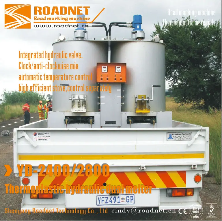 Hydraulic Double-Cylinder automatic temperature control Thermoplastic paints pre-heatering machine, paints melting machine