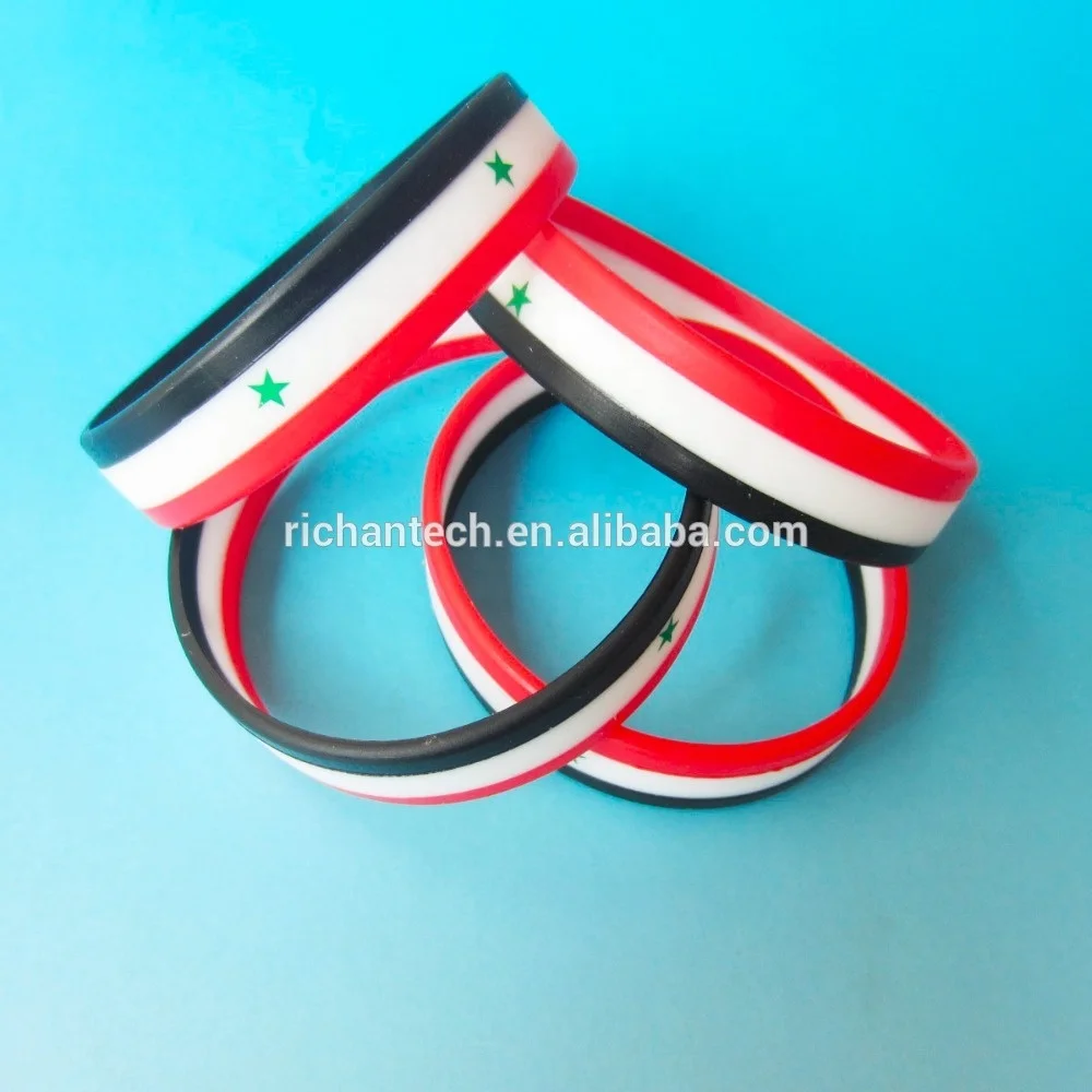 Customized Flag Layer Tricolors Strips Bassar Asad Syria Silicone Bracelet Wristband
