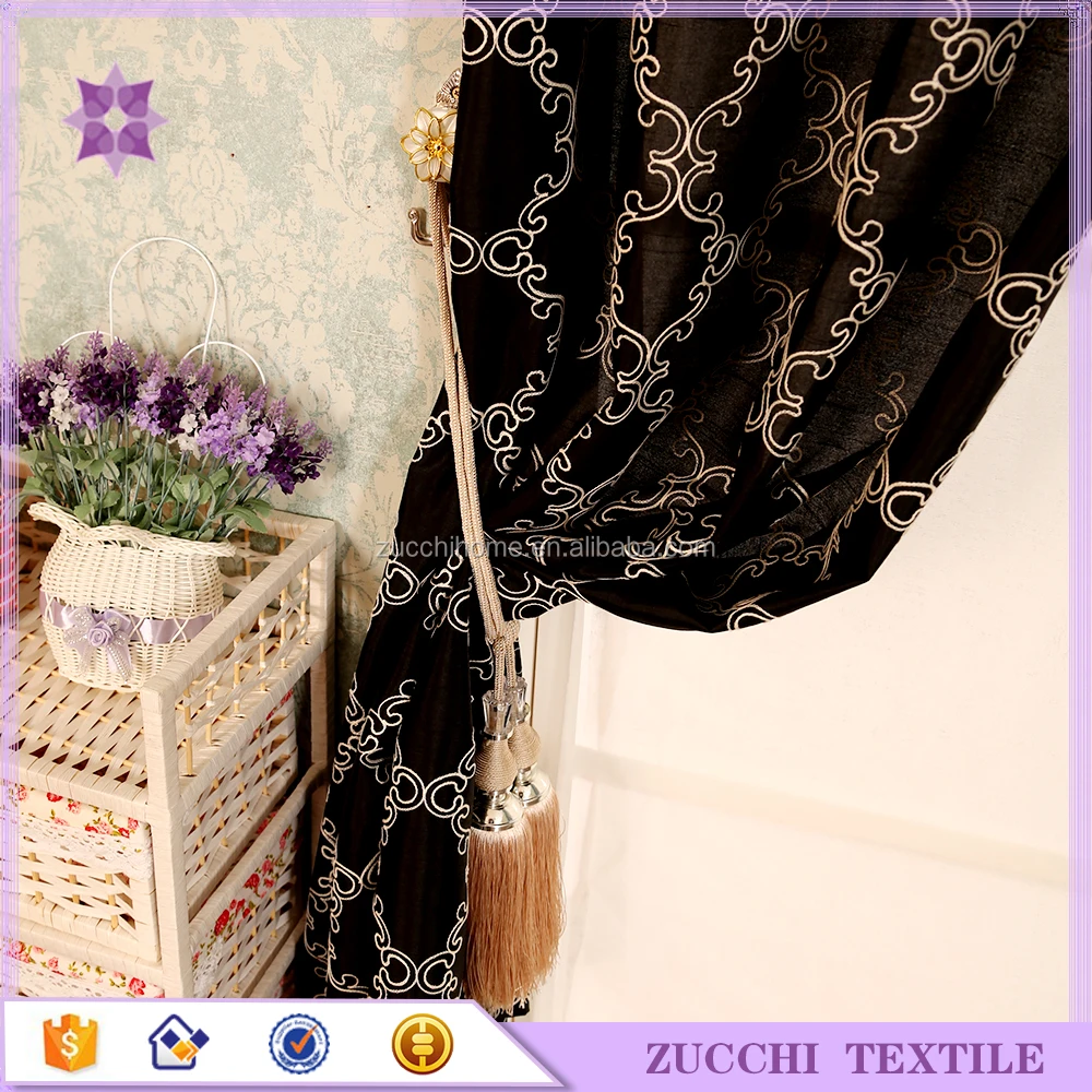 Faux Silk Curtain American Style Cheap Embroidered Living Room Hotel Cafe Accept Customized Curtain Size 100% Polyester Window