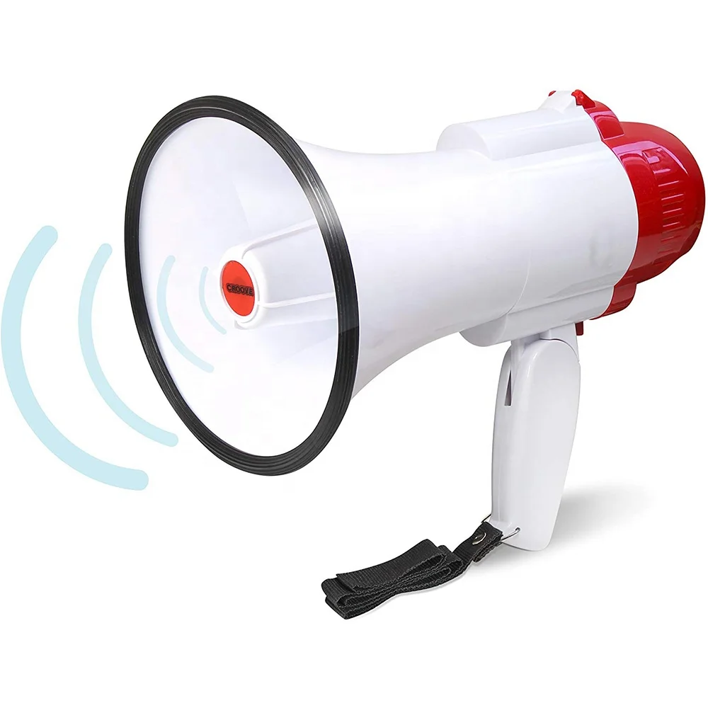 25 Watt white megaphone Speaker Professional Outdoor Voice for Police & Cheer leading  with Detachable Microphone