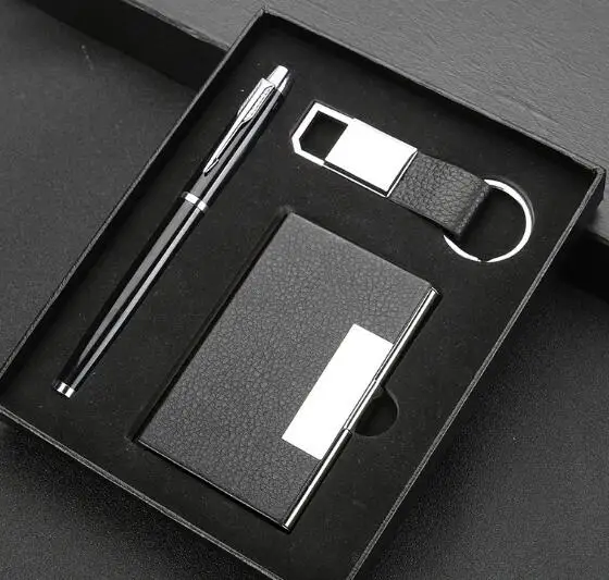 Office Stationery 2018 Promotional Custom Logo Business Pen And Keychain Gift Set