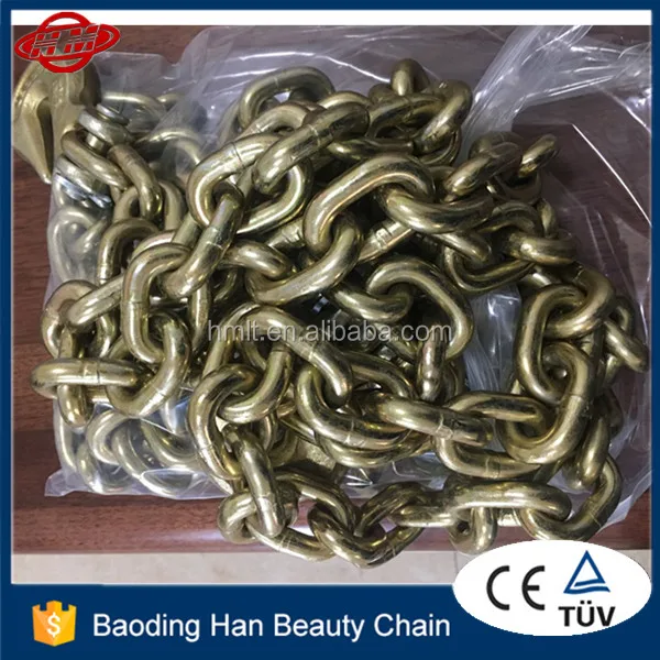 10mmx6m yellow zinc galvanized G80 lifting chain with hooks