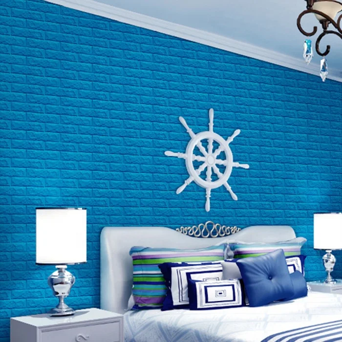 
China low price washable 3d foam brick texture PVC wall paper sticker 