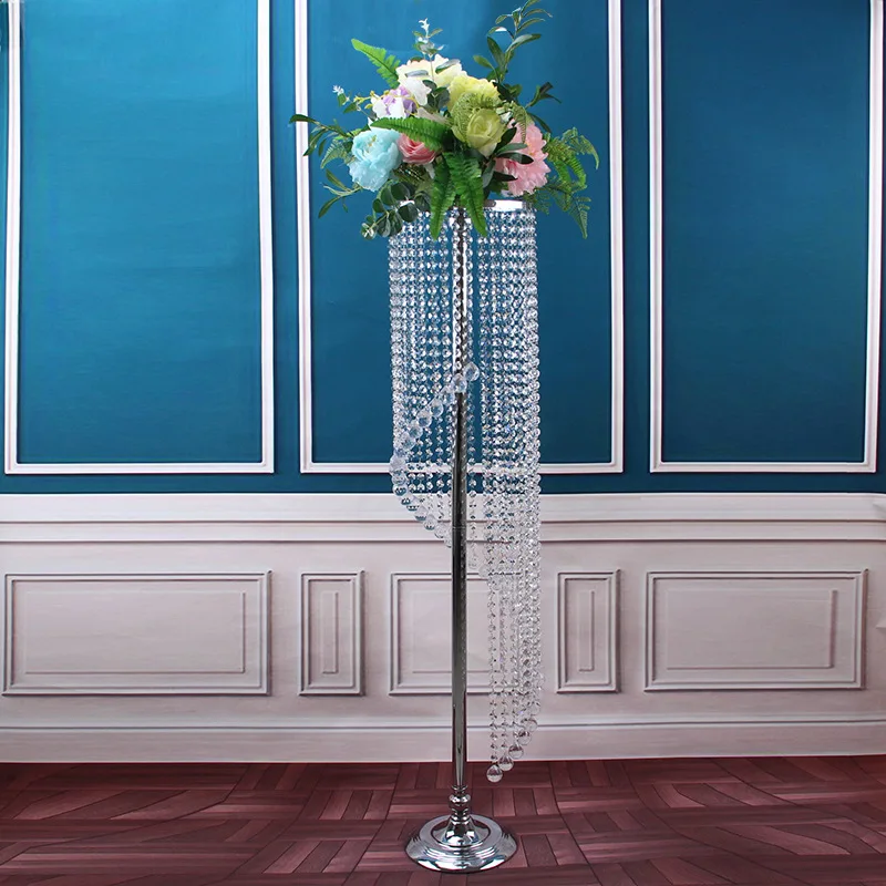 
Wedding decoration crystal Tall Silver Flower Stand Wedding Lead Road Crystal chandelier centerpieces for wedding table 