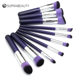 10pcs brown vegan foundation brush set makeup brush with bag