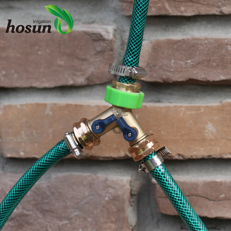 2-way solid Brass Garden Hose quick release connector