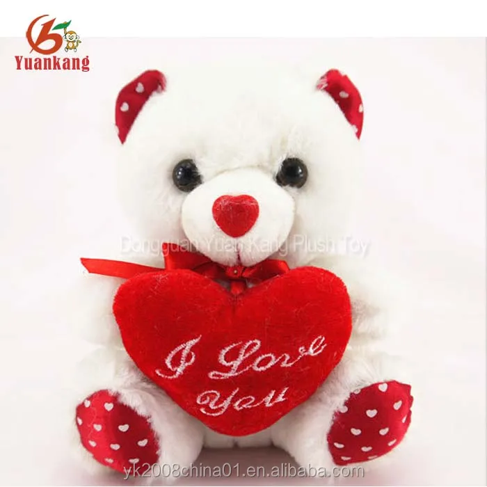 valentines stuffed animal Red Heart Teddy Bear Stuffed Plush Toys With Embroidery Logo And Feet