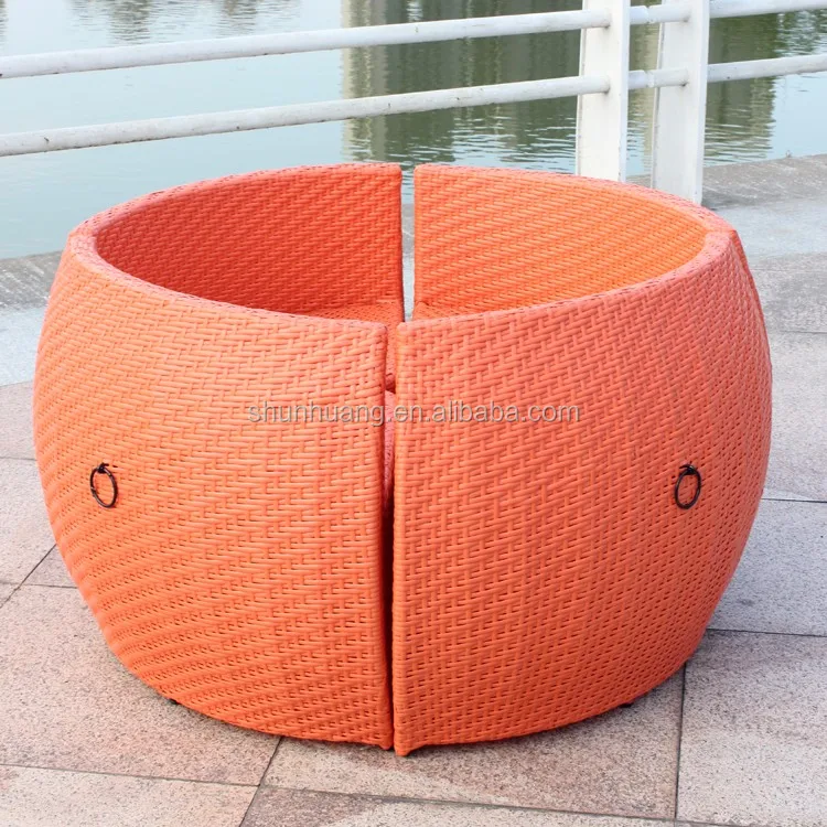 Удобная Плетеная Мебель из ПЭ ротанга, обеденный стол и стул в форме тыквы