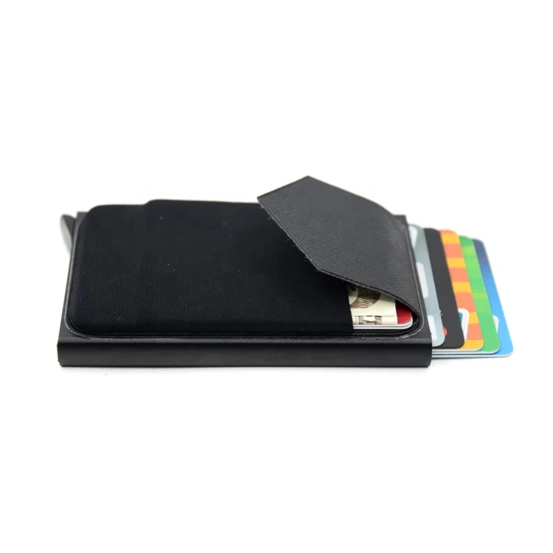 
Aluminum Wallet With Elasticity Back Pouch ID Credit Card Holder RFID Metal Wallet Automatic Pop up Bank Card Case Custom LOGO 