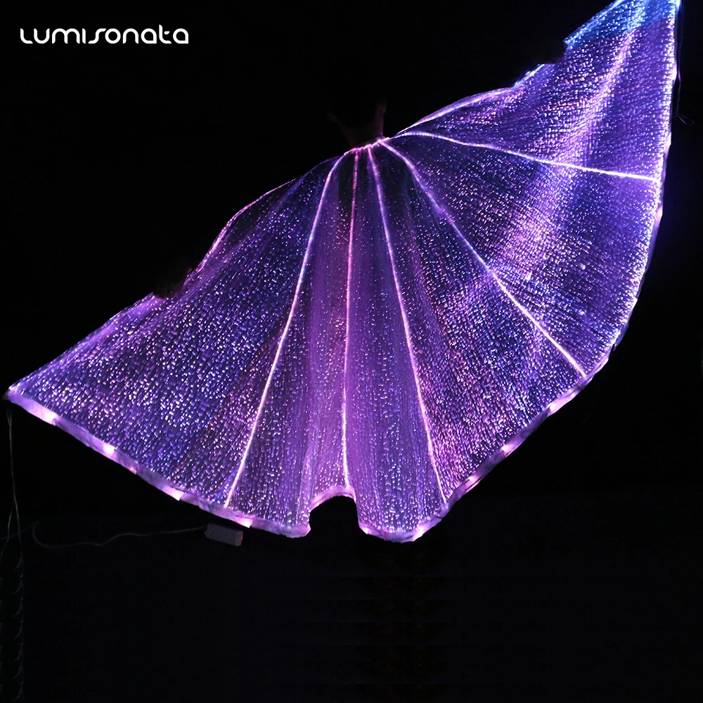 Festival Costume Smart Rainbow Super Party Fiber Optic Fairy Light up Angel Butterfly Isis LED Belly Dance Wings for Dance