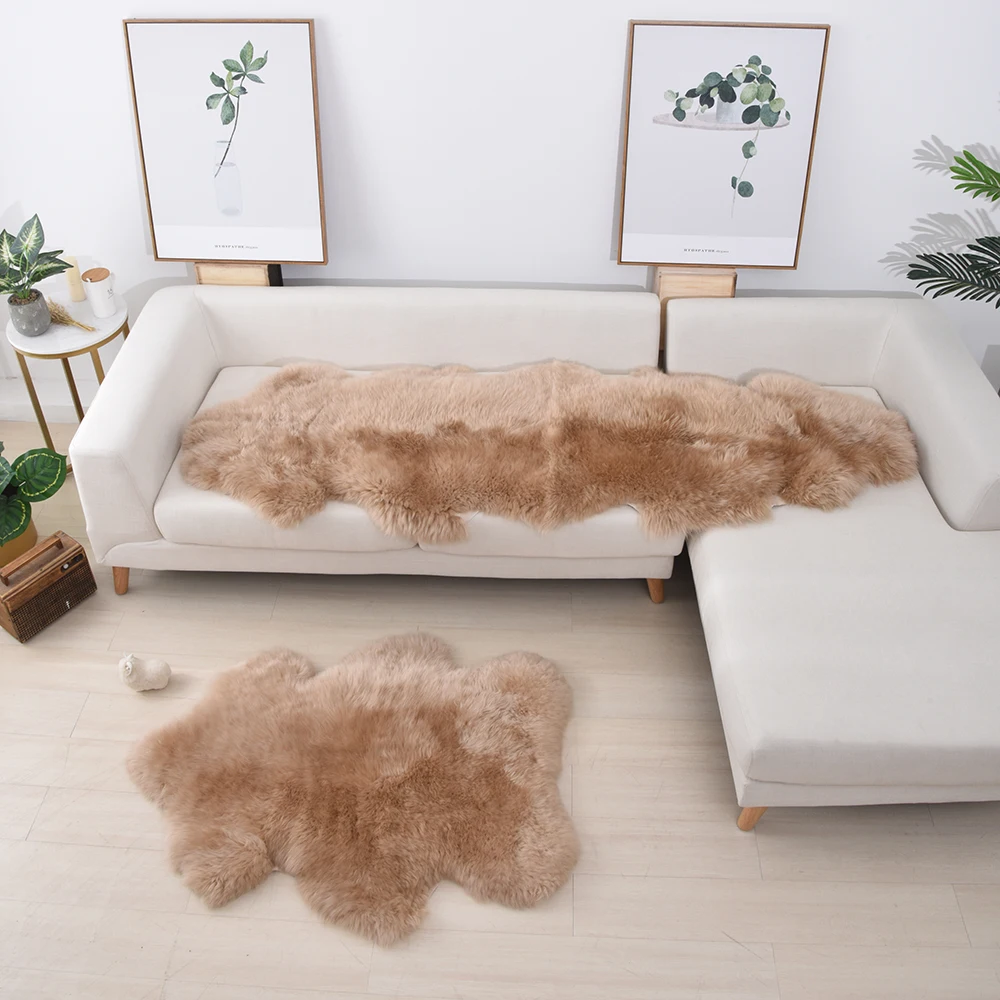 Double Pelt Genuine Dyed Natural Fur Shaggy Sheepskin Area Carpet Rug for Home Decor, 80*200CM Double Pelt