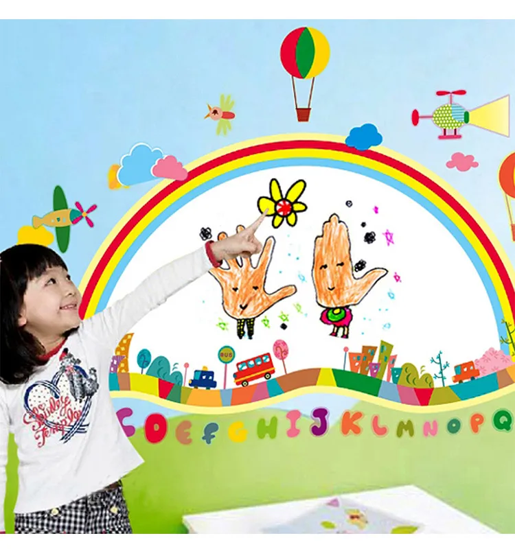 Kindergarten wall sticker colourful rainbow wall decal vinyl sticker