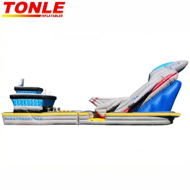 Warplane fighter navy aircraft inflatable obstacle course/Plane Carrier inflatable slide obstacle challenge game for sale
