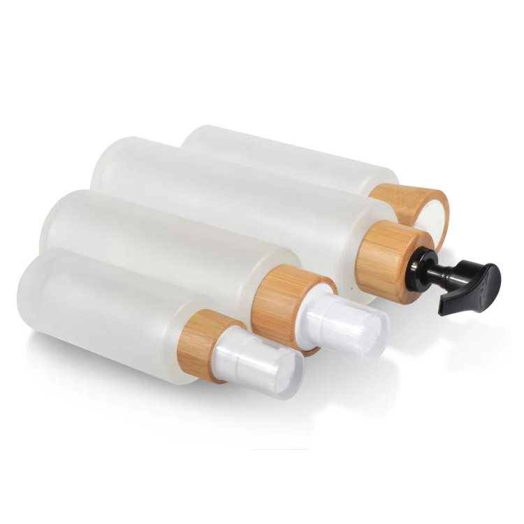 Бамбуковая косметическая упаковка, тонер-лосьоны, сыворотка 50 мл, 100 мл, 120 мл, 150 мл, матовый стеклянный флакон с бамбуковой крышкой