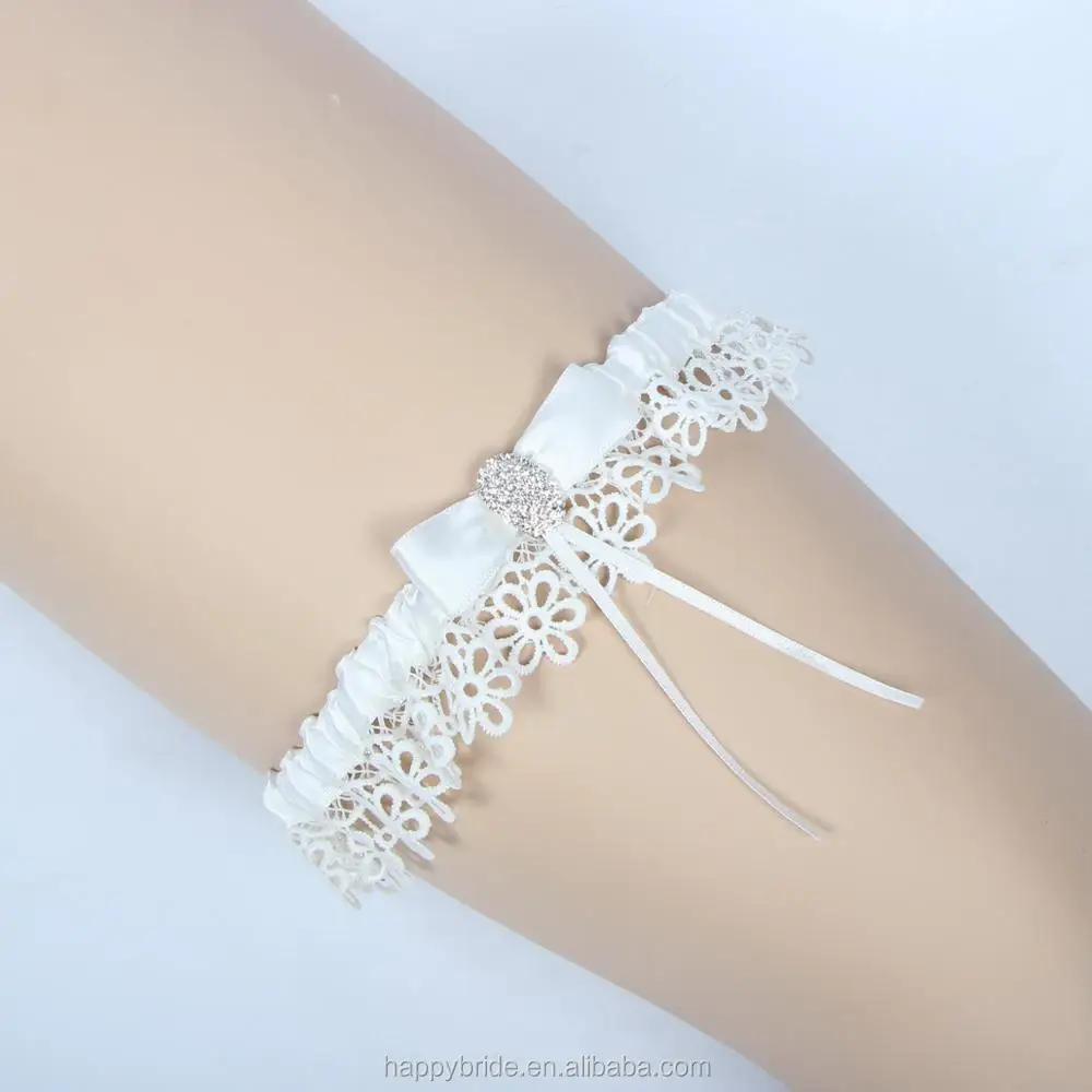 New Arrival Satin Ribbon Elastic Wedding Garter Belt Bridal Leg garter Belt Handmade HY1001