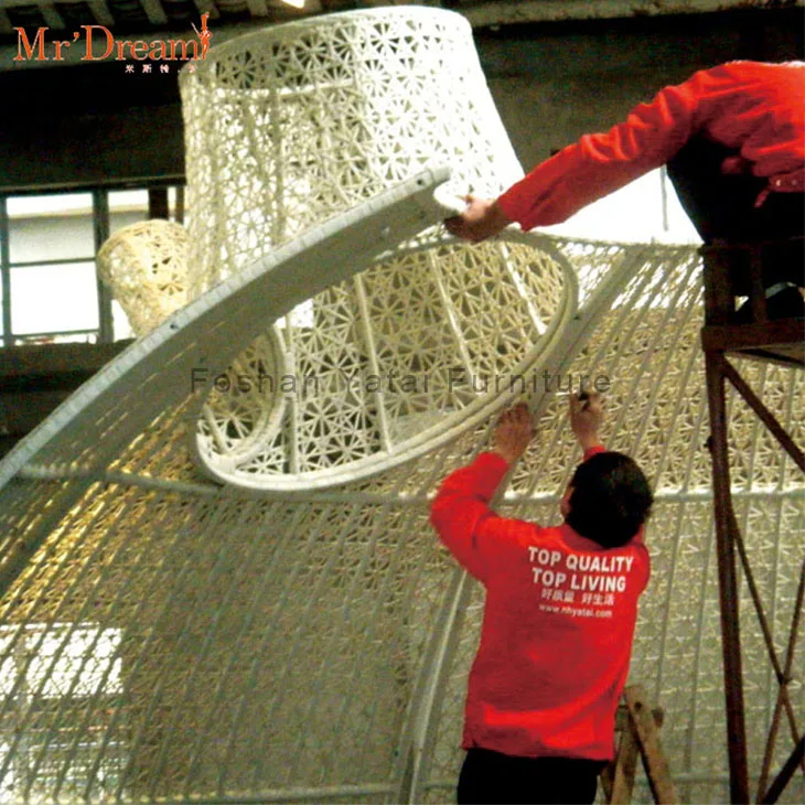 Mr.Dream luxury waterproof cast aluminum rattan outdoor garden decorated wedding rattan gazebo