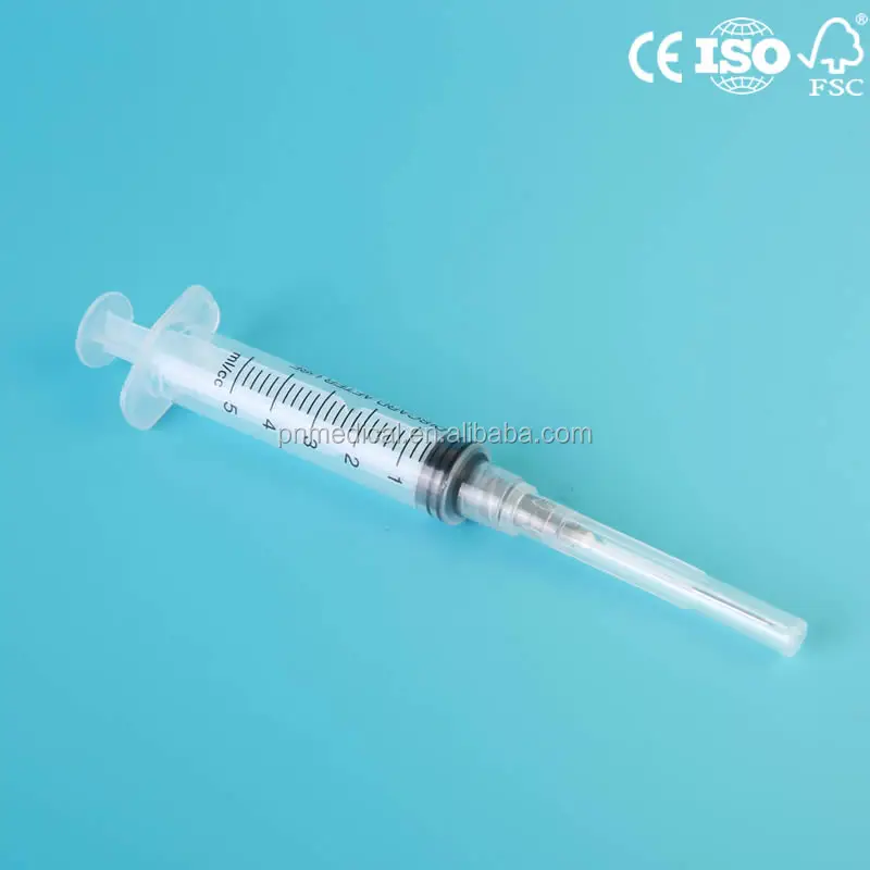 
China manufacturer 5ml hypodermic disposable syringe with needle 